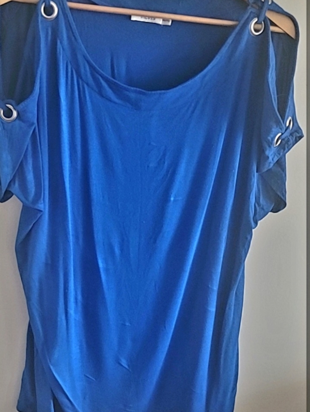 Ricki's Royal Blue Cold-Shoulder Top with Grommet Straps
